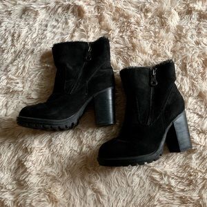 Black platform booties